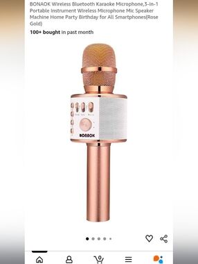 New BONAOX Rose Gold Wireless Bluetooth Karaoke Microphone